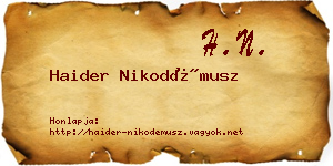 Haider Nikodémusz névjegykártya